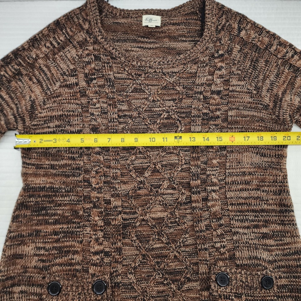 Effeci Womens XL Brown Knit Tunic Sweater Tunic 3/4 Sleeve Round‎ Neck - Picture 4 of 7